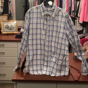 Tasso Elba Dress Shirt  large. Blue/white stripe. Like new